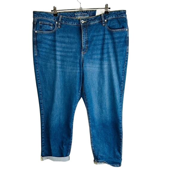 New Style Co Womans Sz 22W Plus Jeans Blue Boyfriend Mid Rise Stretch NWT - Picture 1 of 12